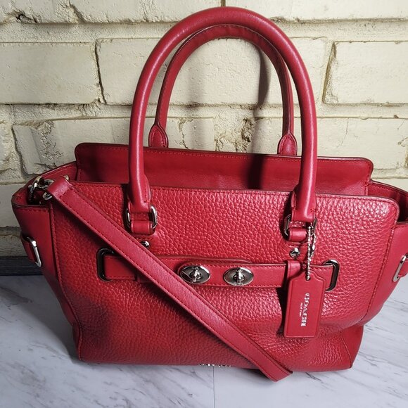 Like New Coach Blake Carryall Red Leather Shoulder Bag Purse - Picture 3 of 12